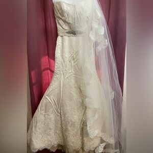 Alvina Valenta Strapless Cream Dress with Silver Accents